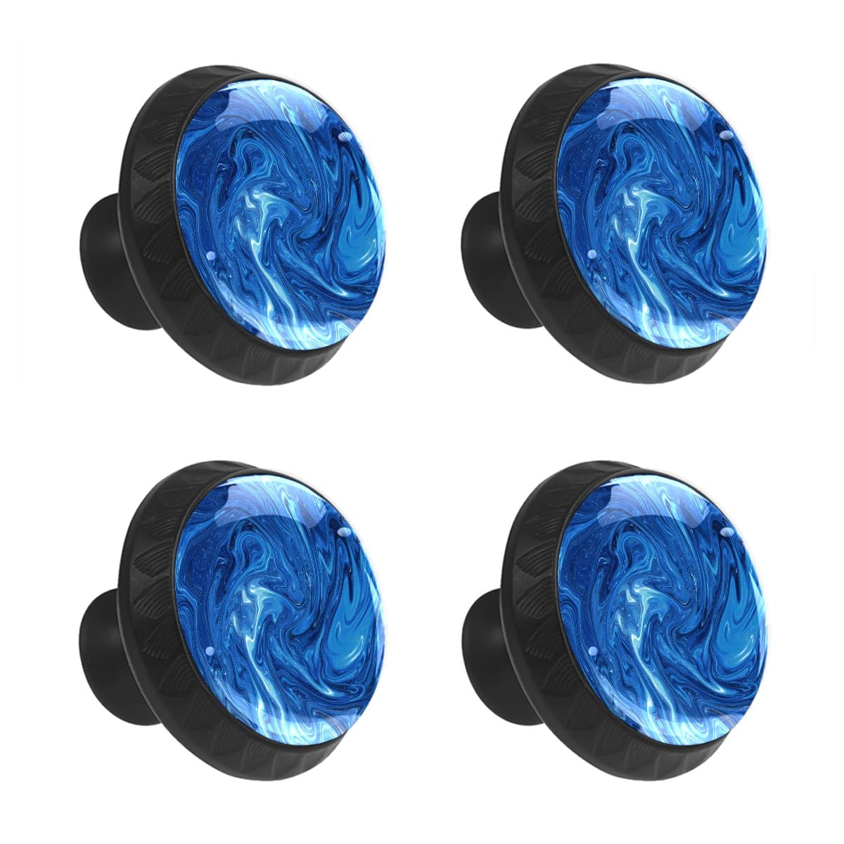 4 Pcs Crystal Glass Cabinet Drawer Knob,Blue Marble Round Drawer Knobs Kitchen Cabinets Dresser Cupboard Wardrobe Unique Pulls Handles