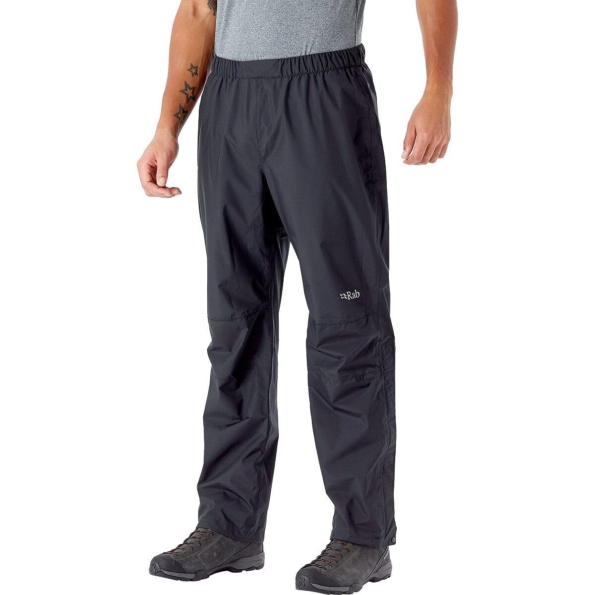 Rab Men's Downpour Eco Pants Waterproof Breathable Rain Pants for Hiking & Trekking - Black - Large