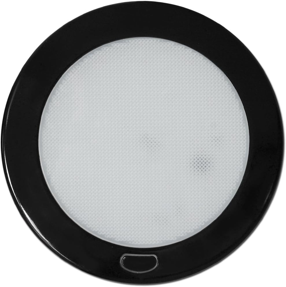 Dream lighting 12Volt RV LED Interior Light Fixture Black Shell Ceiling Downlight with Switch Warm White Lighting 300lm 5inch