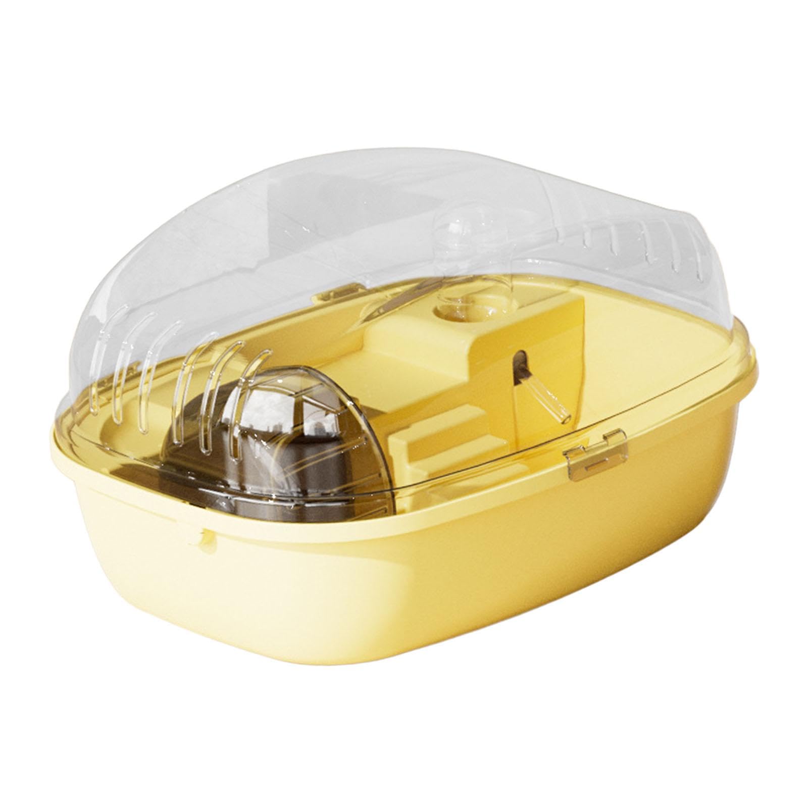 Colcolo Habitat Hamster Cage,Ventilation,Transparent Openable Top,House Small Animal Cage for Rats,Mice Gerbils Small Animals, yellow