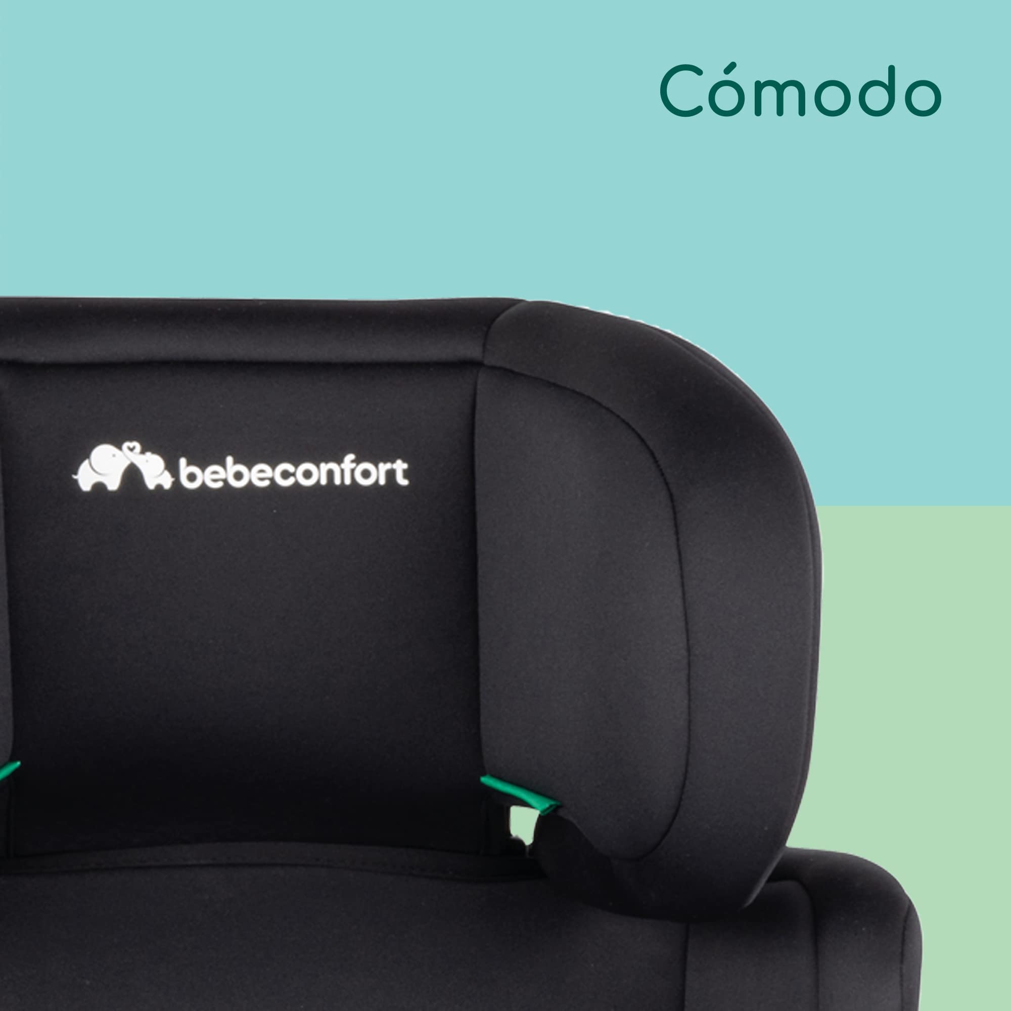 Bebeconfort RoadSafe i-Size, Silla de Coche, 3,5-12 años (100-150 cm), Alzador Coche Niño, Plegado & Ligero (3 kg), Instalación Cinturón Seguridad, 14 Posiciones Reposacabezas, Full Black
