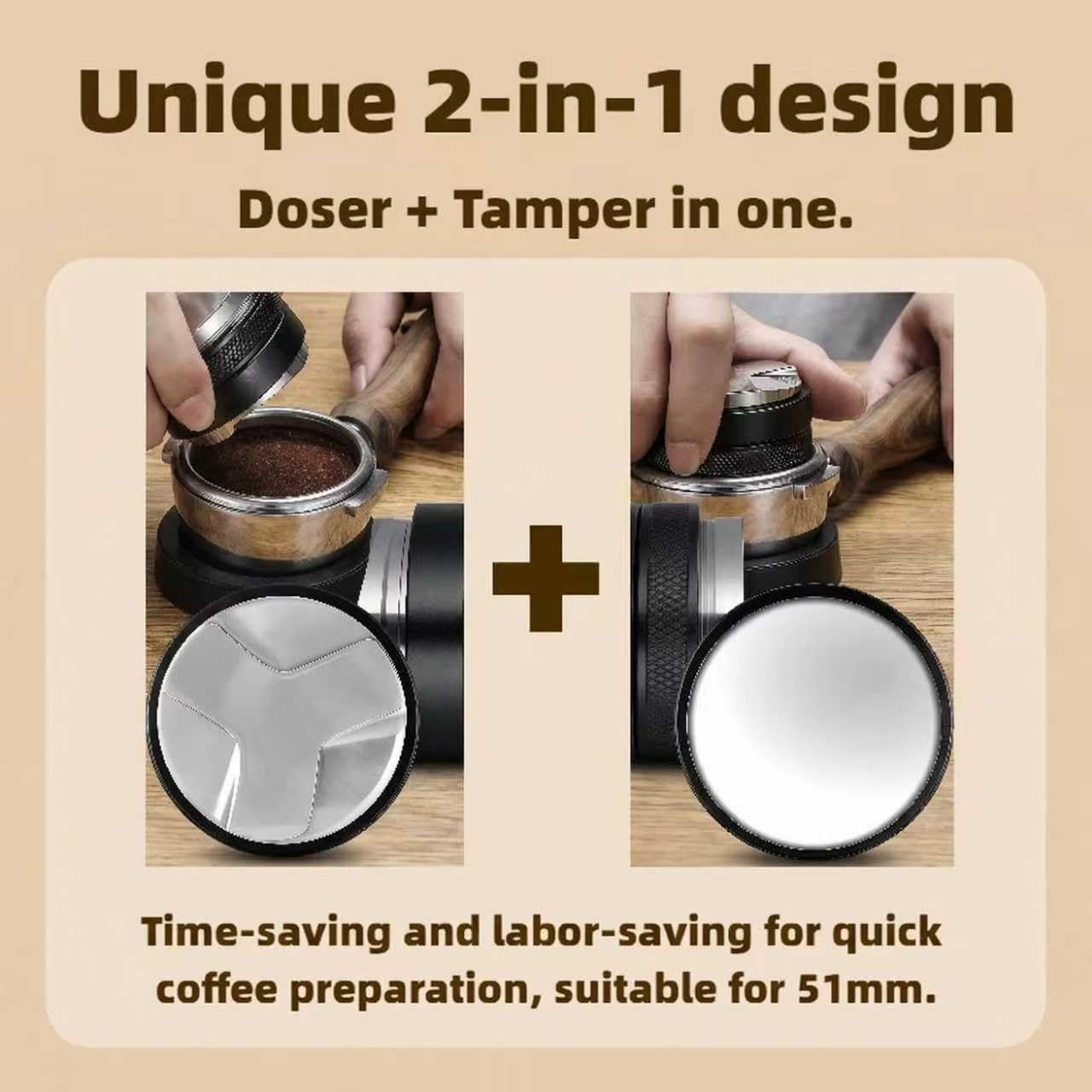 Ensemble Complet pour Espresso 51mm (5 pièces) : Distributeur Double Face Lourd, Anneau Doseur Magnétique, Outil WDT, Écran de Dispersion et Tapis de Tassage en Silicone