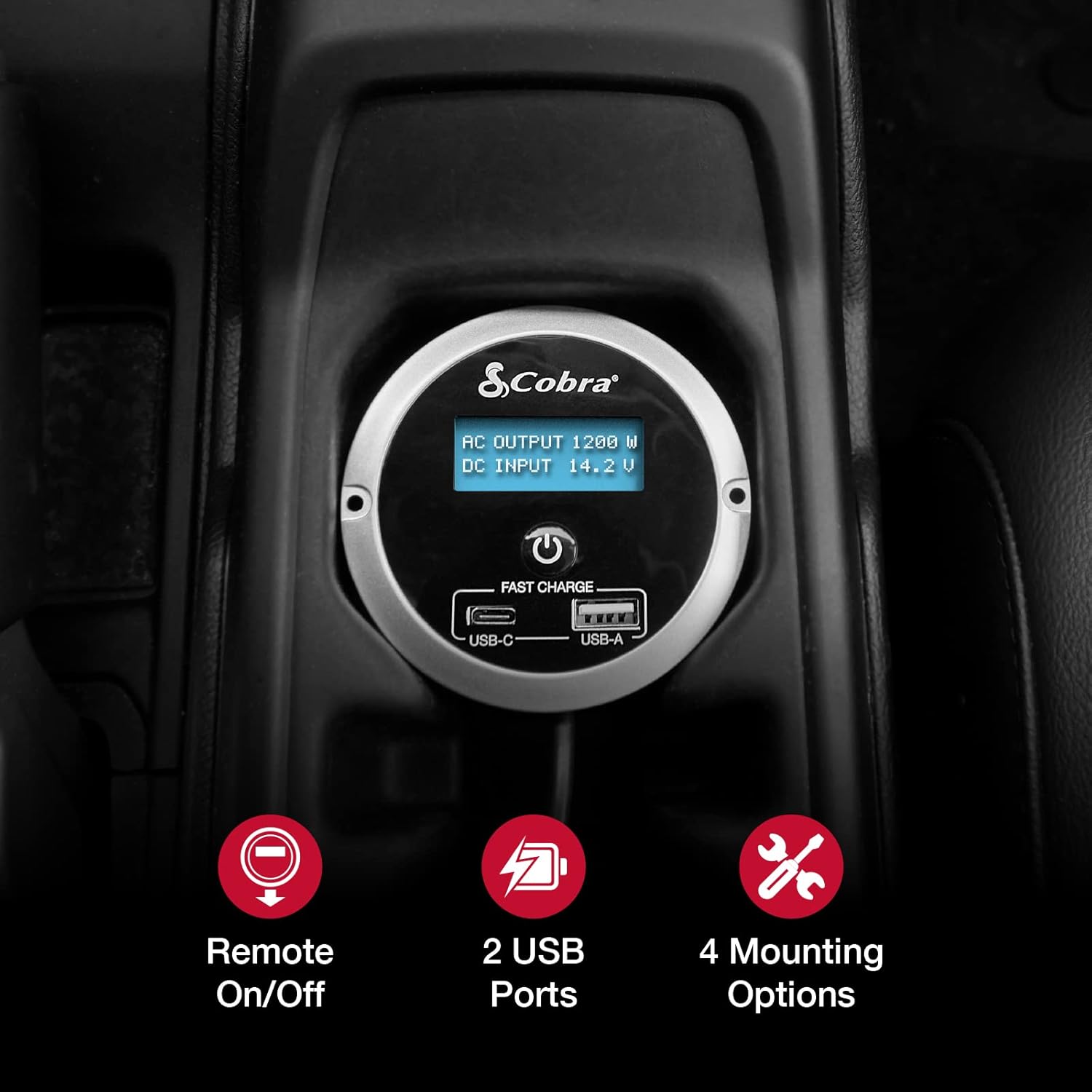 Cobra CPIALCDG1 Remote Controller installed in a vehicle console