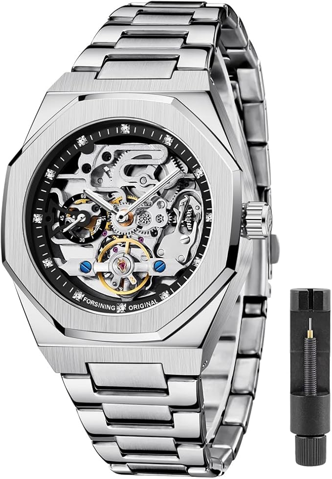 Fashion Silver Mens Watches Top Brand Luxury Automatic Mechanical