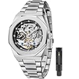 Mechanical Mens Watches Fashion Automatic Male Clock Blue Stainless Steel Waterproof Business Skeleton Watch…