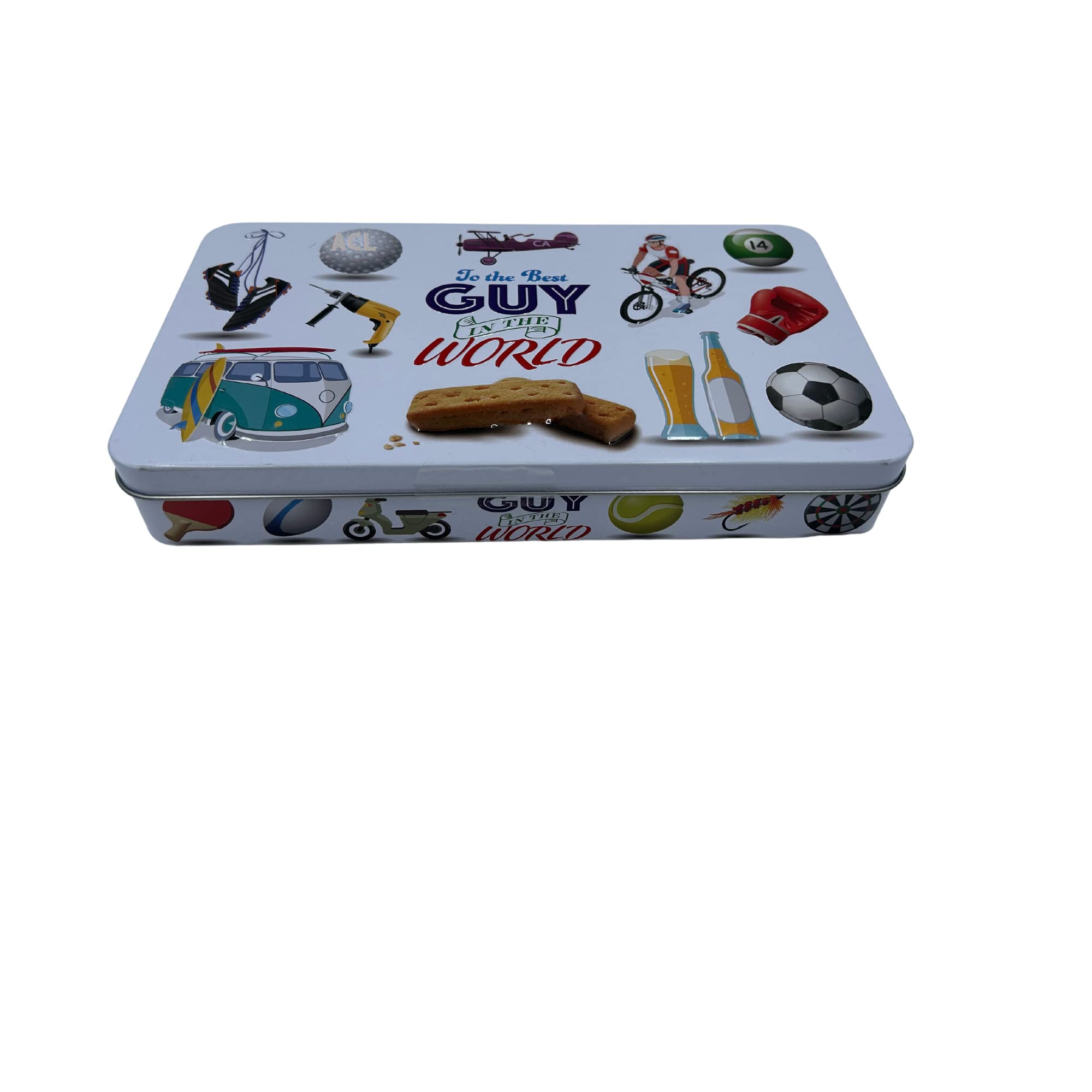 Biscuit Tin Gift Set - Luxury Highland Shortbread Biscuits 300g - Tin of Biscuits - Thank You Gift, Valentines Day, Birthday Gift for Men, Dad, Granddad, Boyfriend, Fathers Day - Best Guy in the World