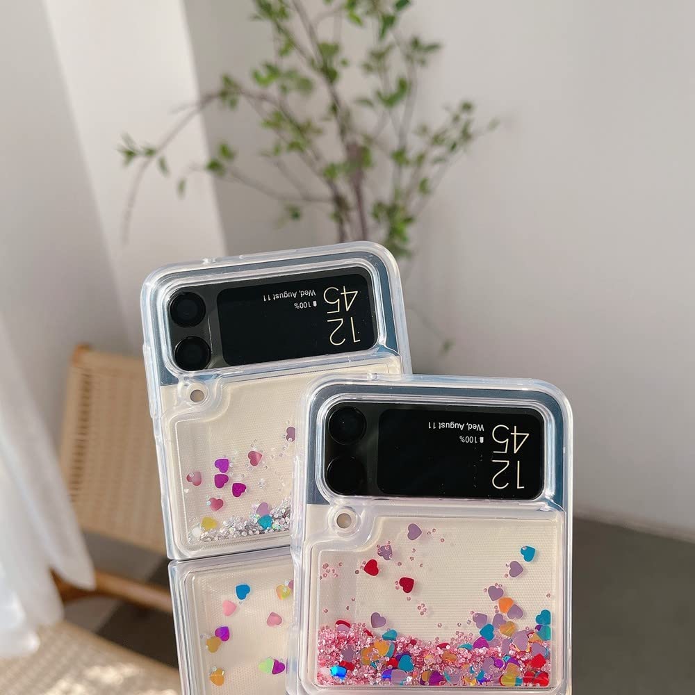 Funda de Lujo para teléfono con Arena movediza para Samsung Z Flip5 ZFlip 4 3 2 1 Z Flip 5 5g Z Flip5 Flip 4 3 Funda de Silicona con Purpurina Colorida, Rojo Colorido, para Z Flip2 Flip1