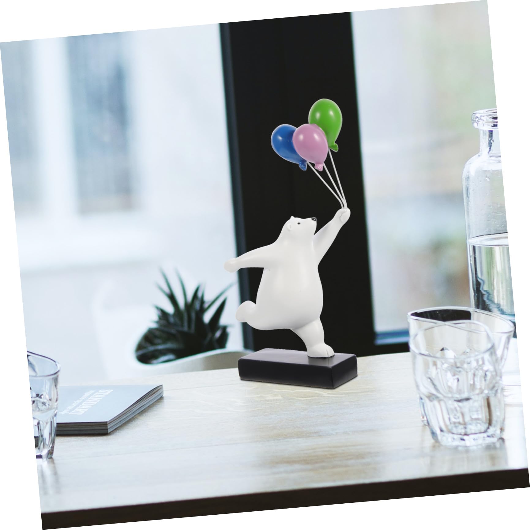 Scultura Design Cartoon Palloncino Orso in Resina Aspetto Vivace per Decorazione da Tavolo per Arredare Camera o Ufficio