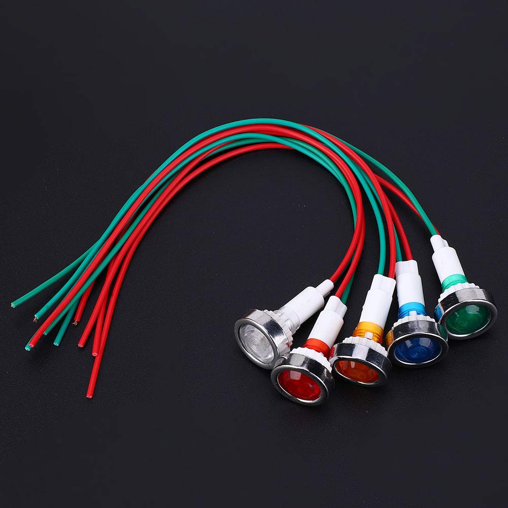LED Lamp Power Indicator Light with Wire Cable 15pcs DC12V 10mm Resistant Anti Vibration Red Green Yellow Blue White Mounting Hole Diameter Suitable for