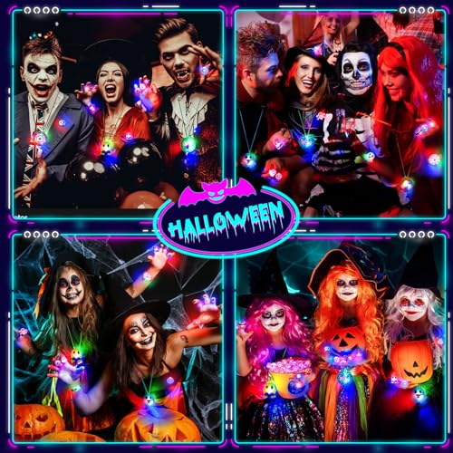 Image of 118 PCS Halloween Party Favors Bulk, 80 Rings, 14 Brooches, 12 Necklaces, 12 Bracelets,Halloween Toys for Kids, Glow in the Dark Toys, Bulk Halloween Goodie Bag Fillers, Halloween Party Supplies