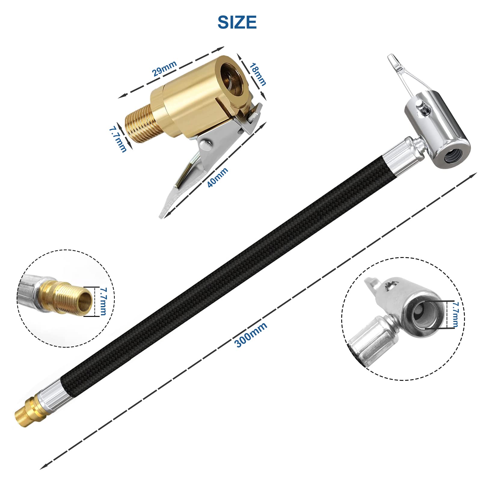 Ventilverlängerung Set Mit Schlauch – 20 Cm, 2 Adapter, Für Auto, Fahrrad & Kompressor