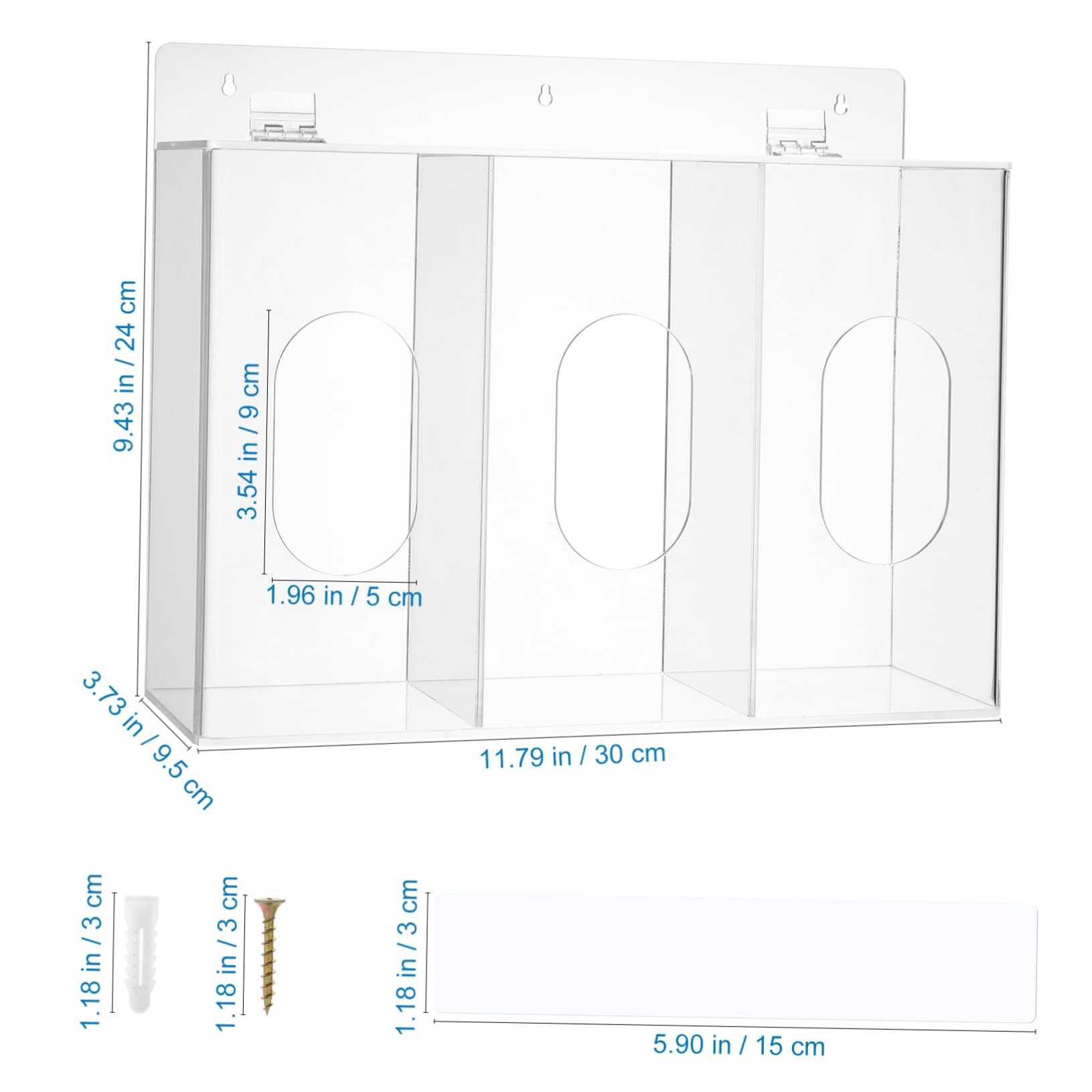 Caja Dispensadora Guantes Soporte Organizador De Pared Acrílico (3 Compartimentos)