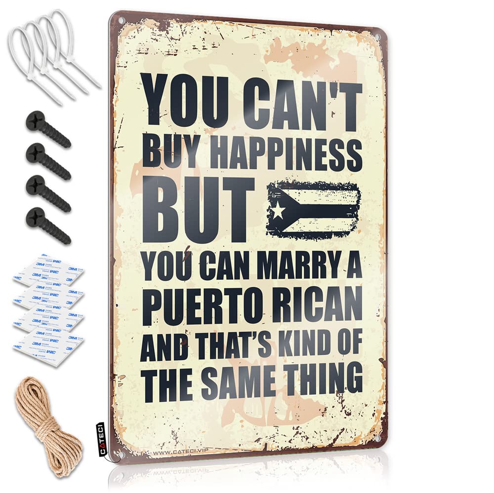 Room Signs For Bedroom You Can'T Buy Happiness But Can Marry A Puertorican Sign Vintage Metal Tin Sign Sign For Bedroom Door(30X40CM)