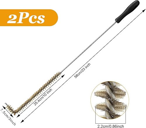 Miniatura 2 de Yaomiao Cepillo de limpieza para freidora en forma de L, 23 pulgadas, limpiador de bobina de freidora de alta temperatura, cepillo de bobina con