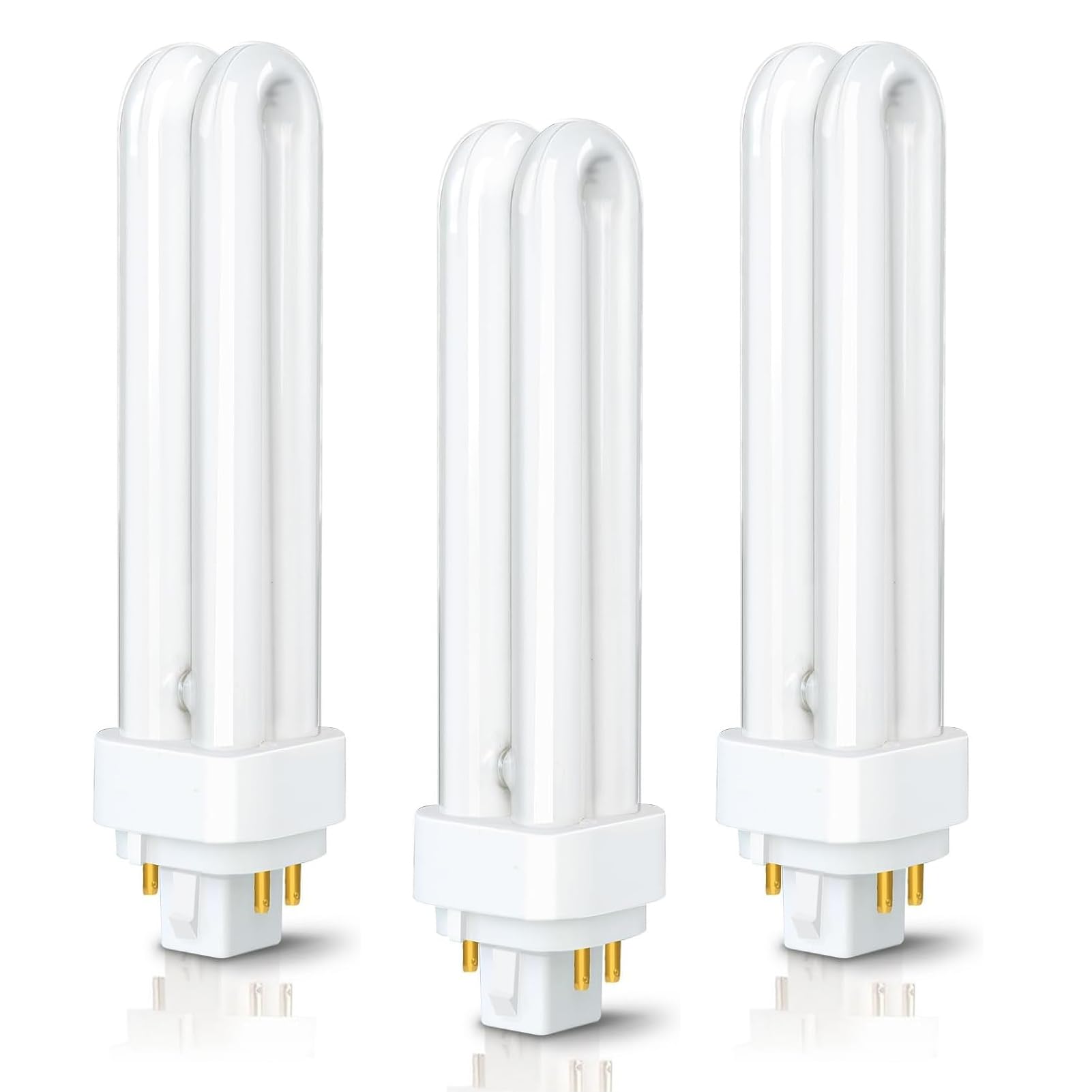 Draymora 3 Pack G24q-2 4 Pin Compact Fluorescent Bulb 18W PLC G24q-2 Warm White 2700K 1250LM 2U Double Turn Tube Energy Saving Light Bulbs 4 Pin Light Bulbs for Corridor Bathroom Bedroom Kitchen
