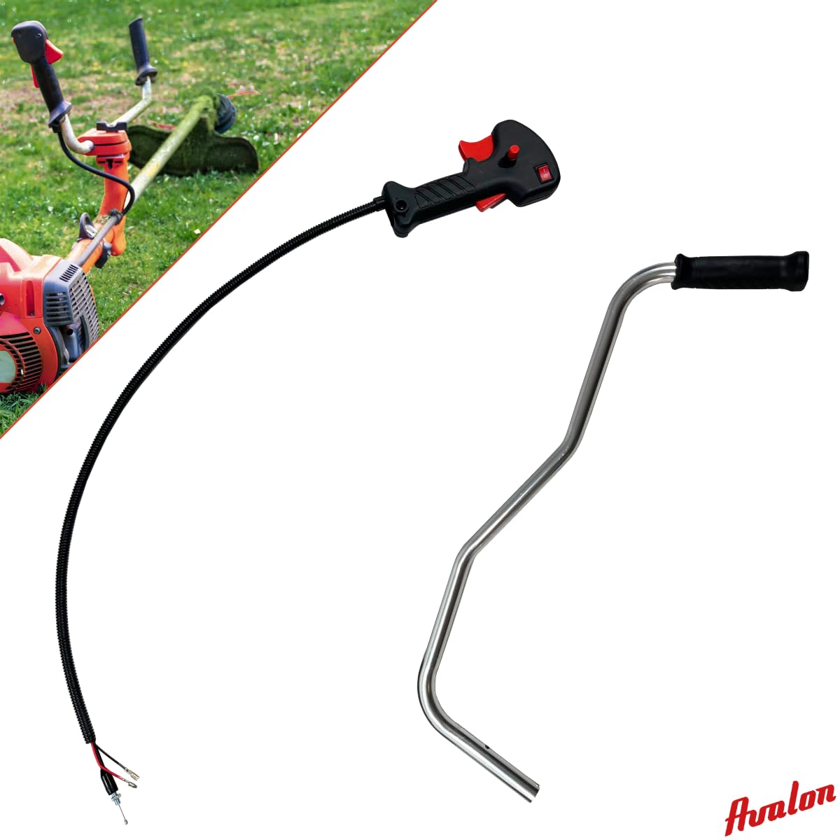 Manubrio universale in alluminio per decespugliatore 22 cm - Include telecomando acceleratore con cavo 1 mm (ø 22 mm) per un controllo preciso, comodo e facile da montare