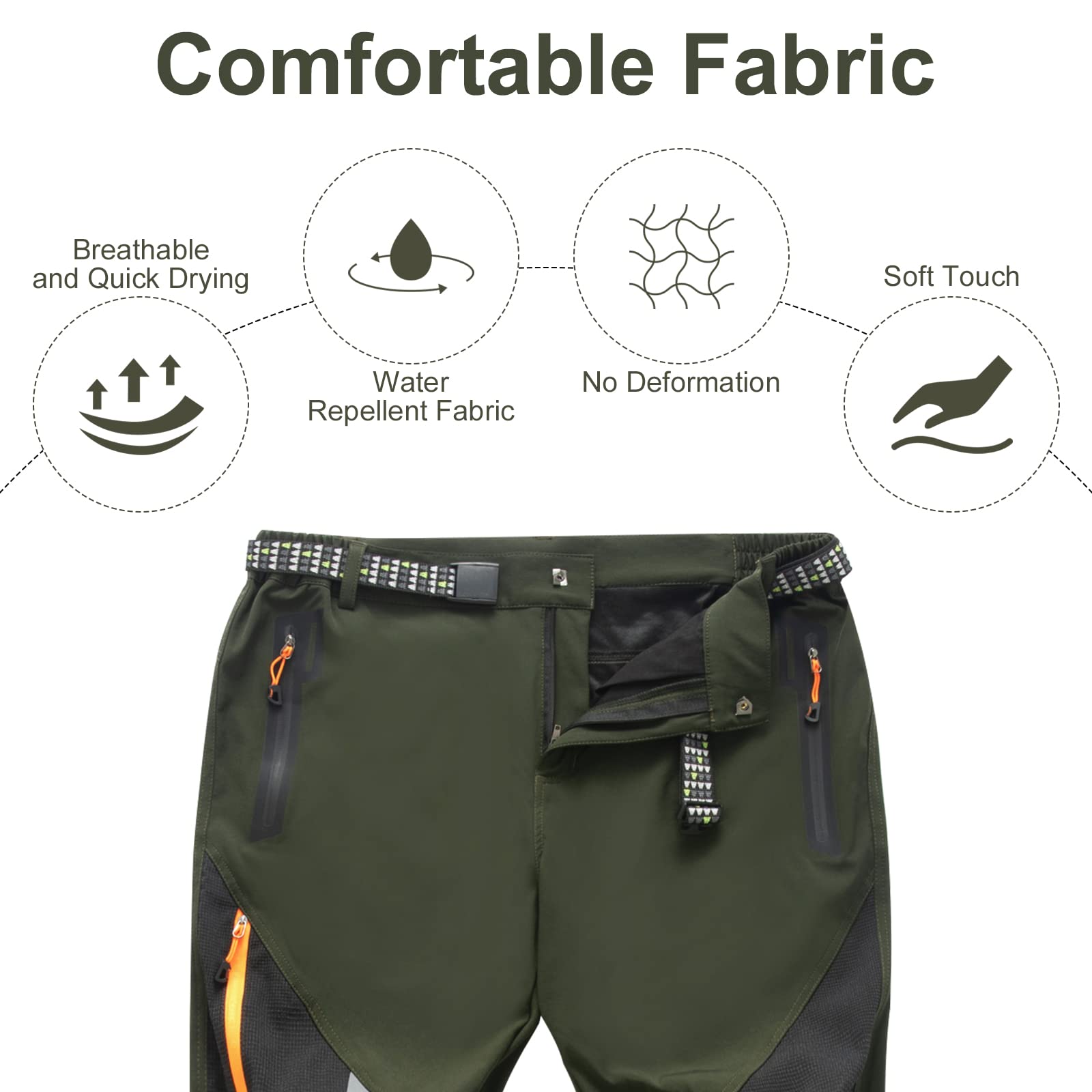 LY4U Pantaloni da Trekking da Uomo, Pantaloni da Camminata Leggeri ad Asciugatura Rapida, Pantaloni Traspiranti Idrorepellenti da Uomo all'aperto con Tasche Zip