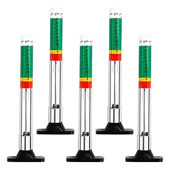 5 Pcs Tire Tread Depth Gauge in 1/32 Inch - Color Code Accurate Tread Depth Checker Measuring Tool with Pocket Clip for Car Trucks SUV Motorcycle Bike