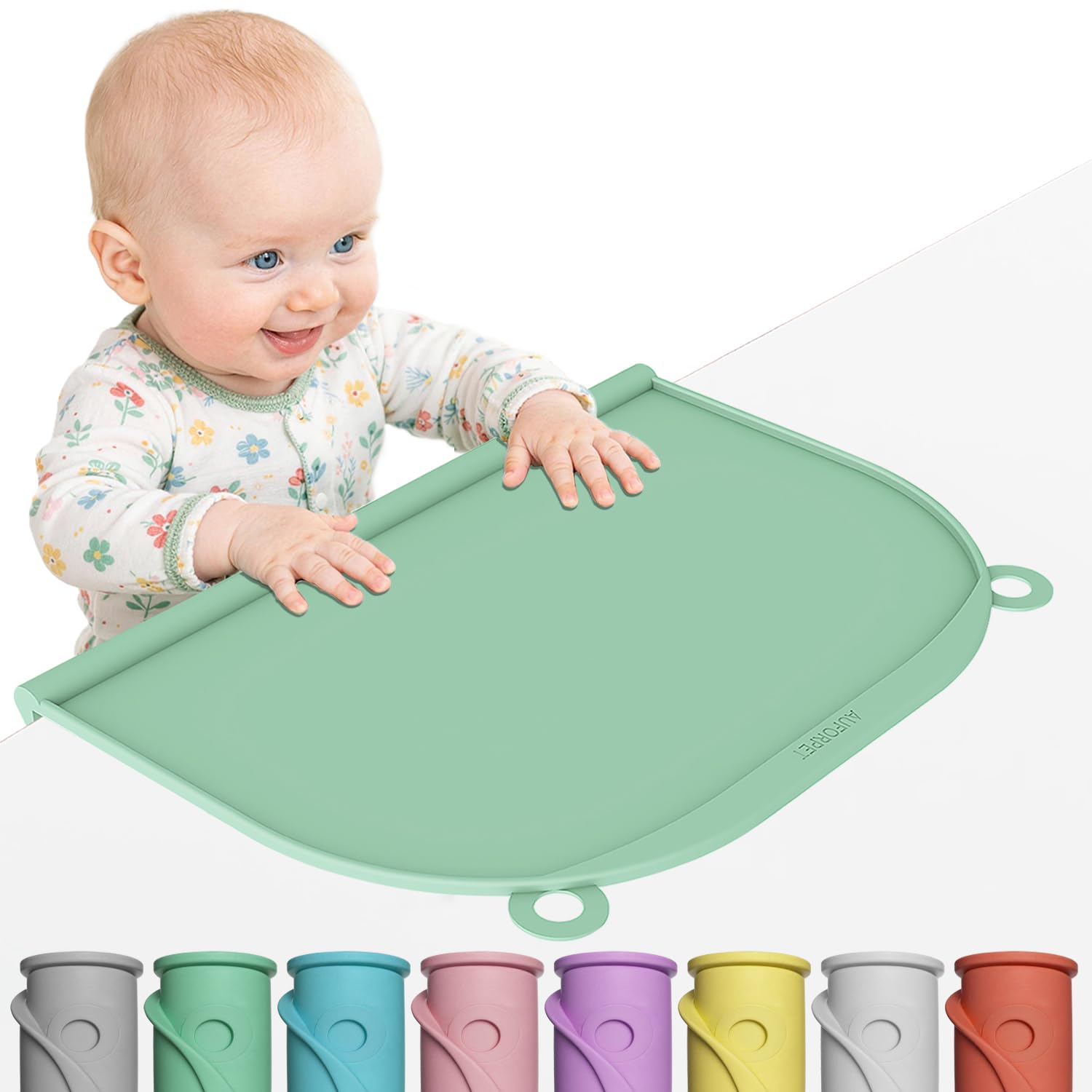 Large Silicone Placemat, 17"x12" Thick Mat with Edge-Bumper, Side Leakproof