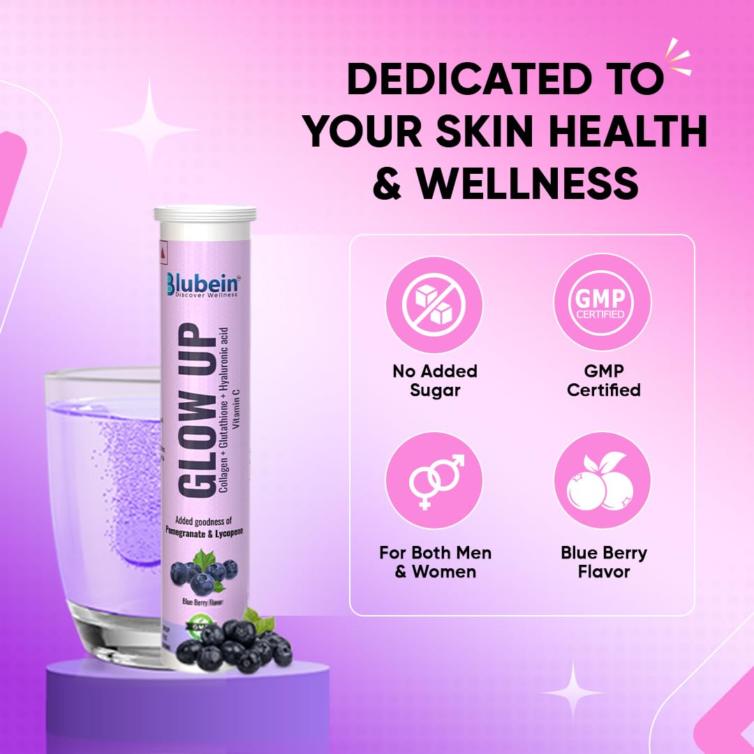 Blubein Glow Up - Radiant Skin Care Drink | 1000mg Marine Collagen with  Glutathione & Vitamin C for Youthful Skin
