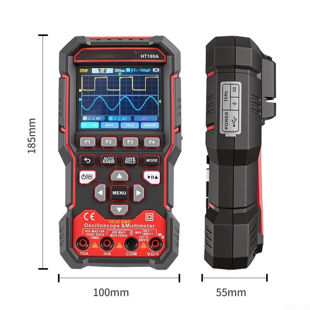 Oscilloscopio Digitale HT180A 3-in-1 con Multimetro