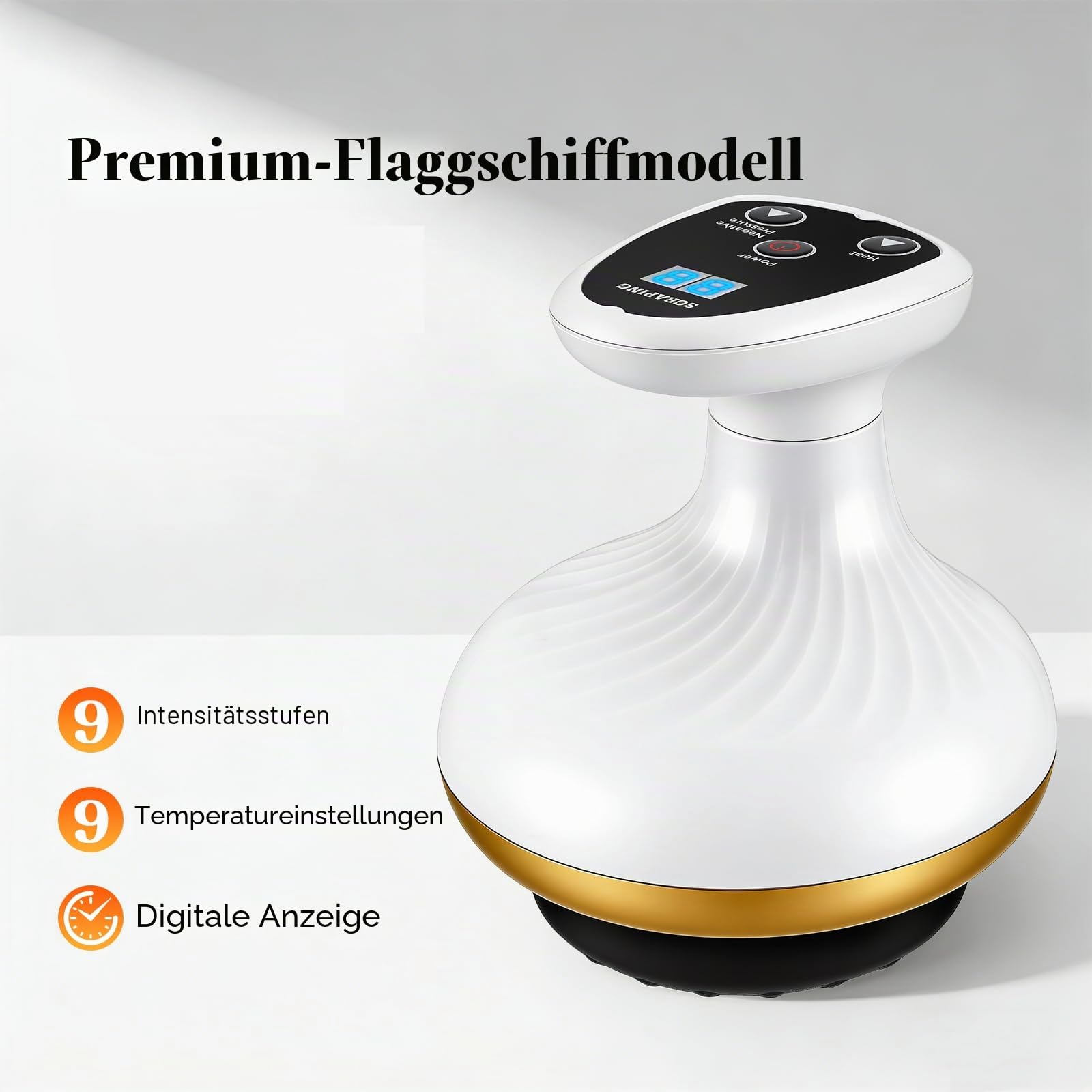 Vacuvia Cellulite Massager 4-in-1 - Vakuum Massagegerät mit 9 Stufen & Wärme, Type-C Wiederaufladbar, Elektrisches Gua Sha mit 40 Noppen & 10 Magneten für Straffere Haut & Bessere Durchblutung