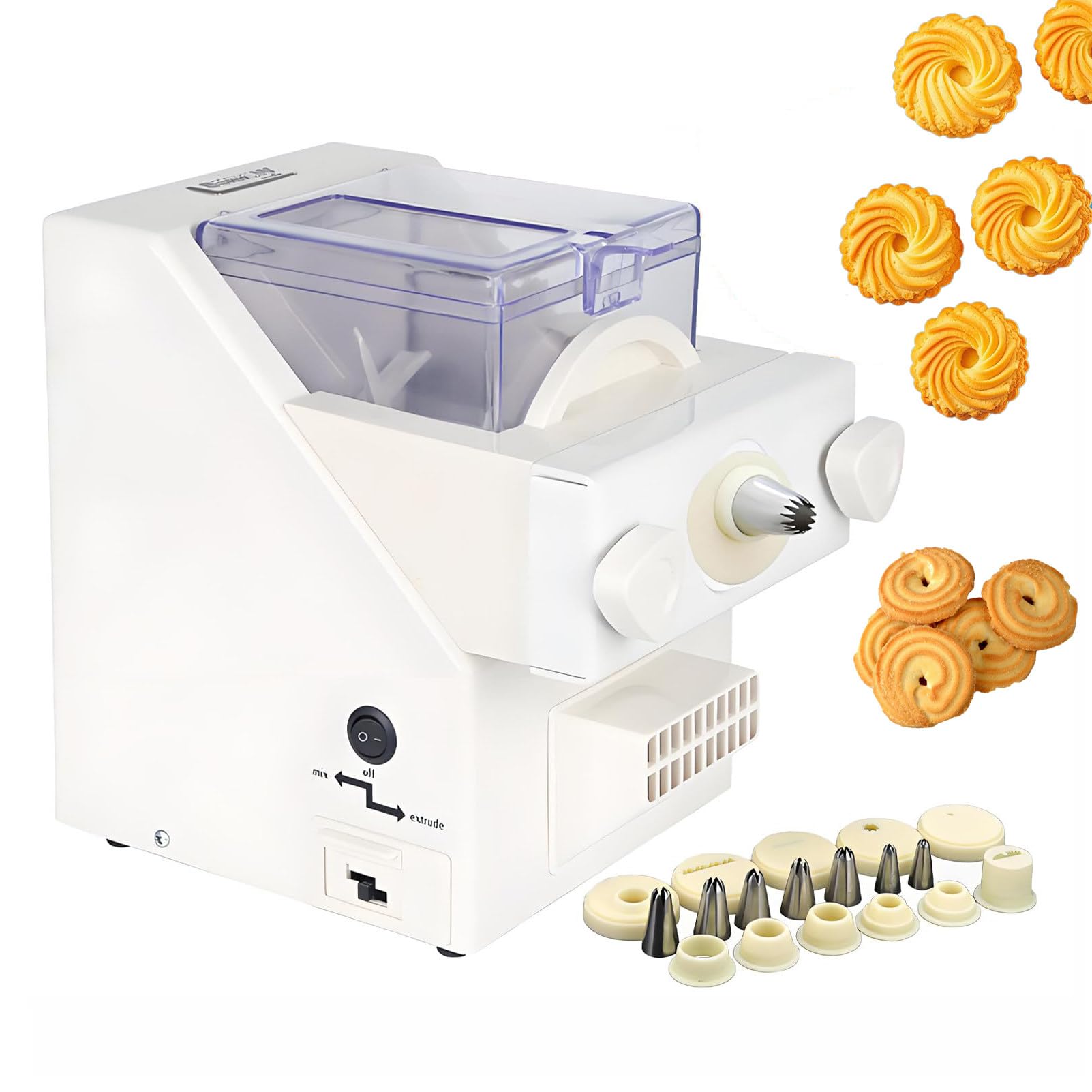 GSHSHOU Electric Cookie Press,Automatic Cookie Making Machine, 180W Biscuit Form Maker w/8 Replaceable Nozzles & 6 Cookie Electric Cookie