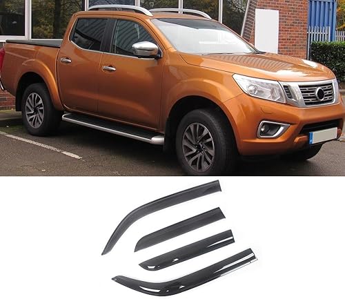 Miniatura 2 de Compatible con N-issan Navara D40 NP300 2004-2020 deflectores de viento para ventana lateral automática, viseras negras de protección contra la