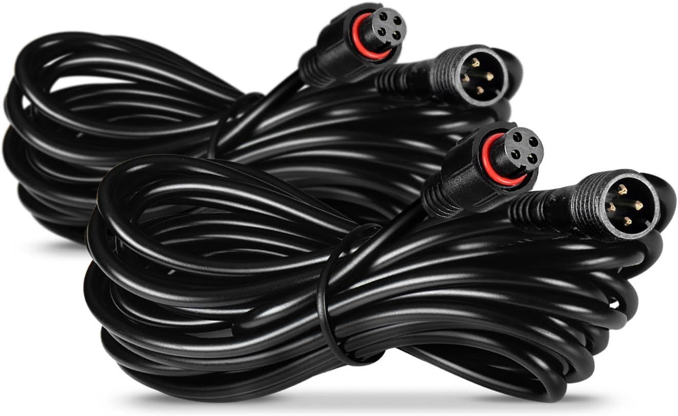 Aura 2pc 10ft Extension Wires with 4 Pin RGB Round Connector for Aura Remote Control Car Interior Light, Underglow, Grille, Wheelwell, Halo, Engine Bay, Boat LED Light, Car Truck RV Accessories