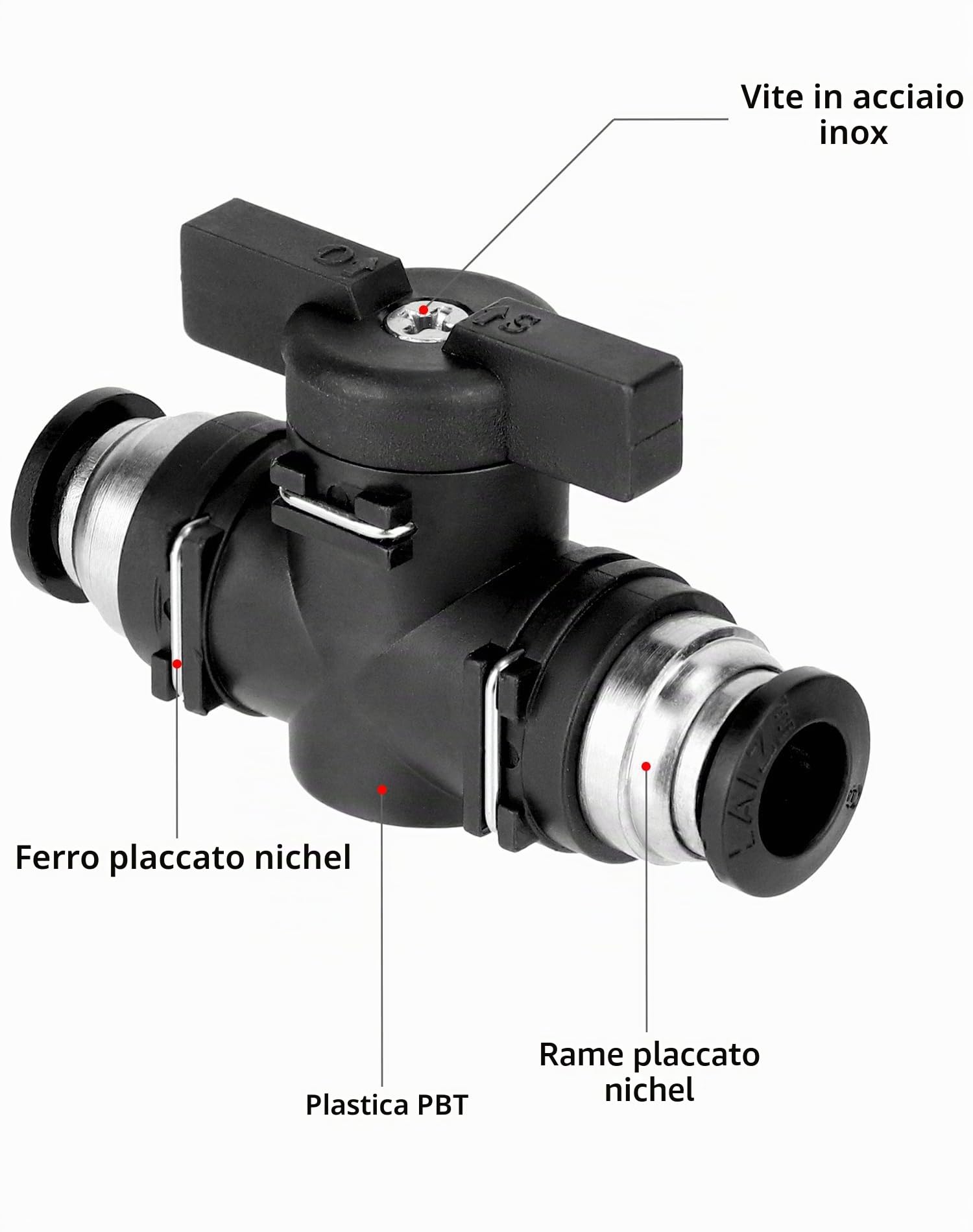 QWORK® 5 pezzi Connettore pneumatico valvola pneumatico, attacco rapido aria compressa per il collegamento rapido di tubi pneumatici (Ø8mm)