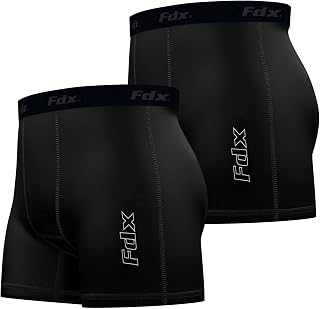 FDX Compression Shorts Mens - Quick-Drying, Soft, Breathable Boxer Underwear - Sports Briefs, Base Layer Trunks for Running, Gym, Cycling, Rugby, Workout and Fitness Training