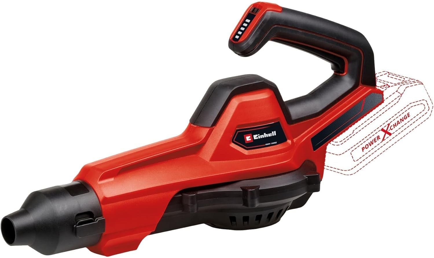 Einhell Soplador Universal con batería GE-UB 18/250 Li E-Solo Power X-Change (18 V, Velocidad del Aire 250 km/h, Tubo de 3 Piezas, regulación de Velocidad electr. con indicador LED, sin batería)