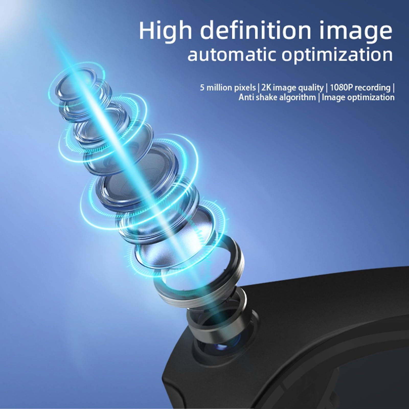 Occhiali intelligenti con fotocamera HD, assistente vocale e riconoscimento oggetti per registrazione a mani libere e assistenza in ufficio