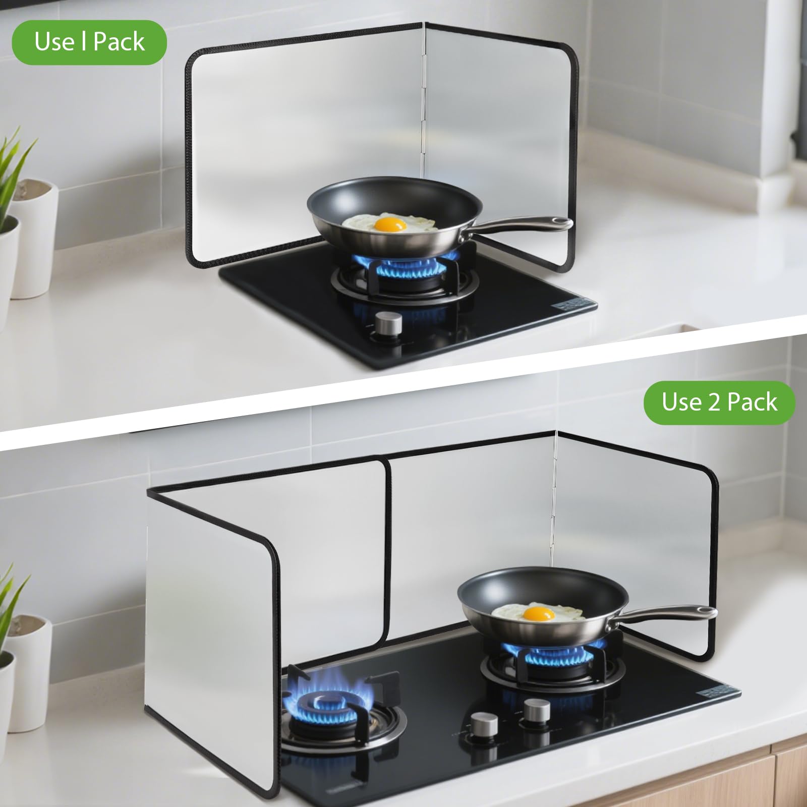Lot De 2 Protections Anti-éclaboussures De Cuisine Pliables - 38x30x29 Cm, Acier Inox, Pour Cuisinière Et évier