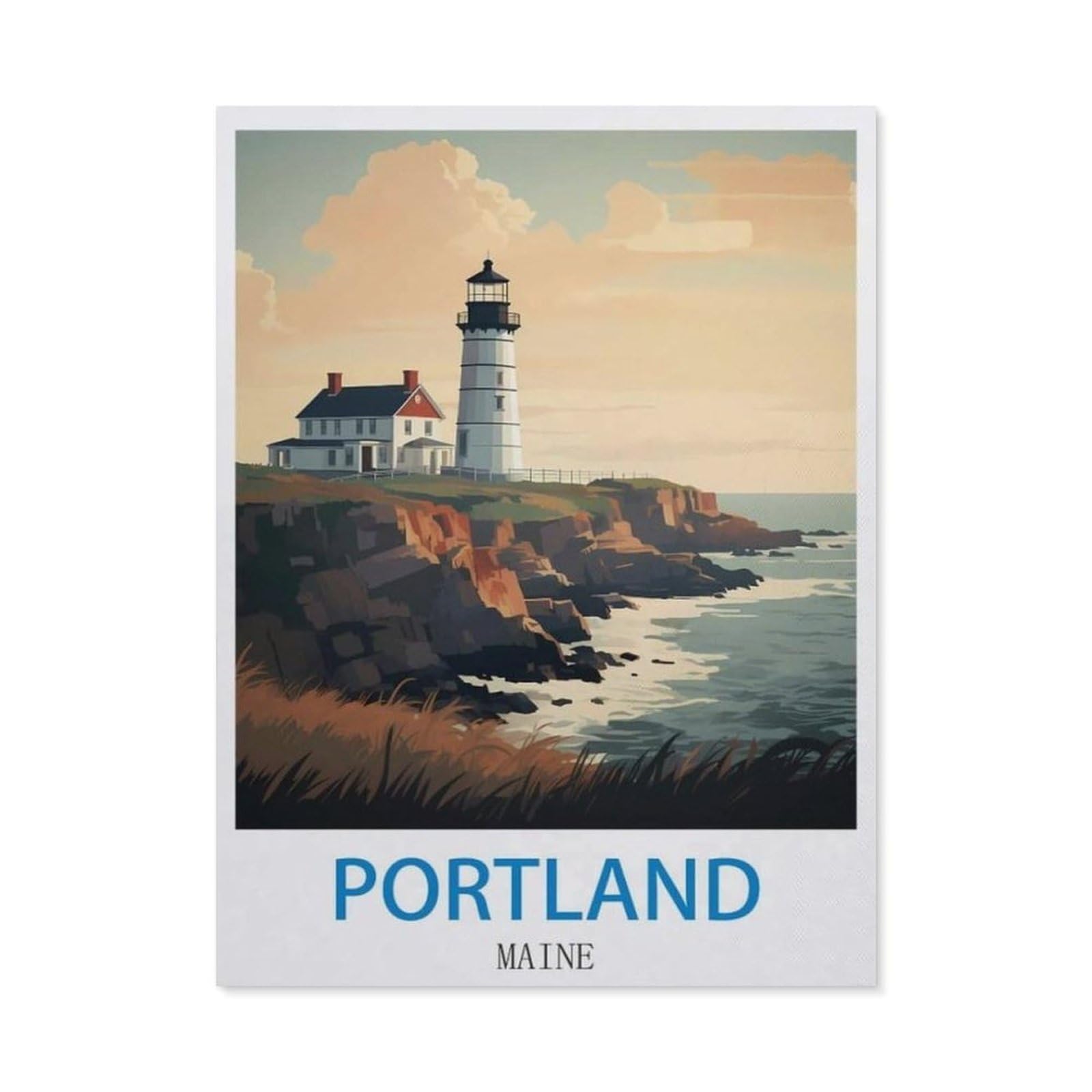 BEAYODKP DIY 5D Diamond Painting，Portland Maine，Round Diamond, Used for Room Decoration（30 x 40 cm/11.81 x 15.74 inches）-CN33