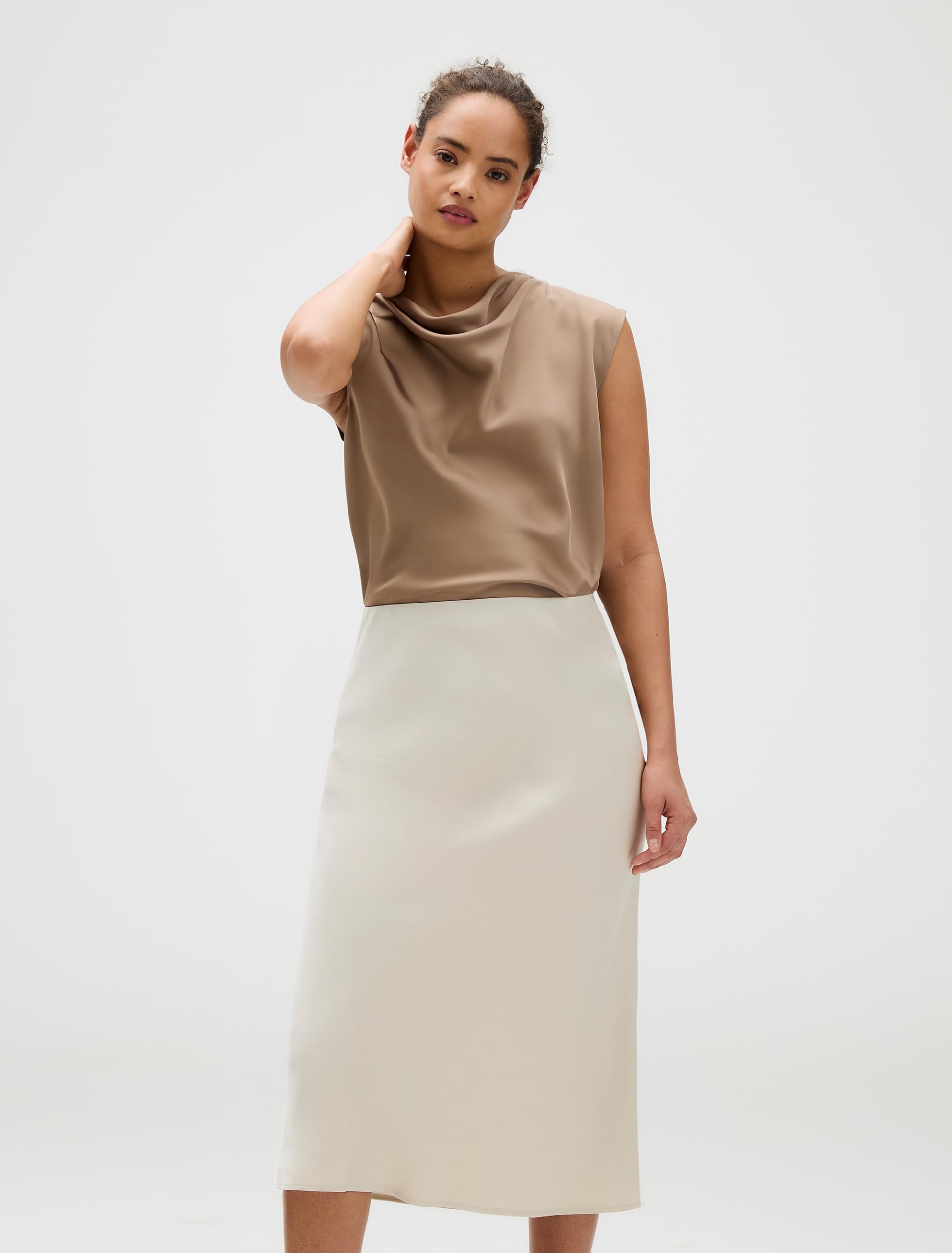 Calvin Klein Matte Satin Midi Skirt Falda para Mujer