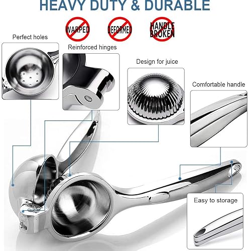 Miniatura 2 de Exprimidor manual de acero inoxidable para limónexprimidor de lima, exprimidor de cítricos de mano, de metal, 2.7 pulgadas, extra grande, de alta