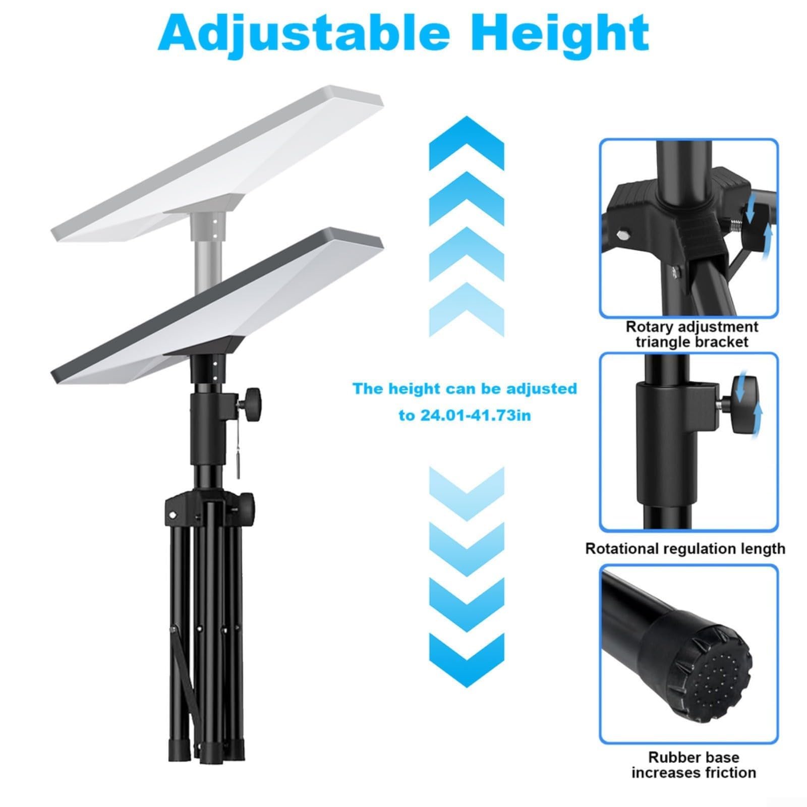 Treppiede portatile, supporto per antenna in alluminio leggero con altezza regolabile e adattatore per tubo, facile da montare, per uso esterno, nero