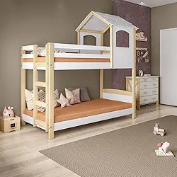 Beliche Infantil Casinha Madeira e Mdf Casatema Branco/natural