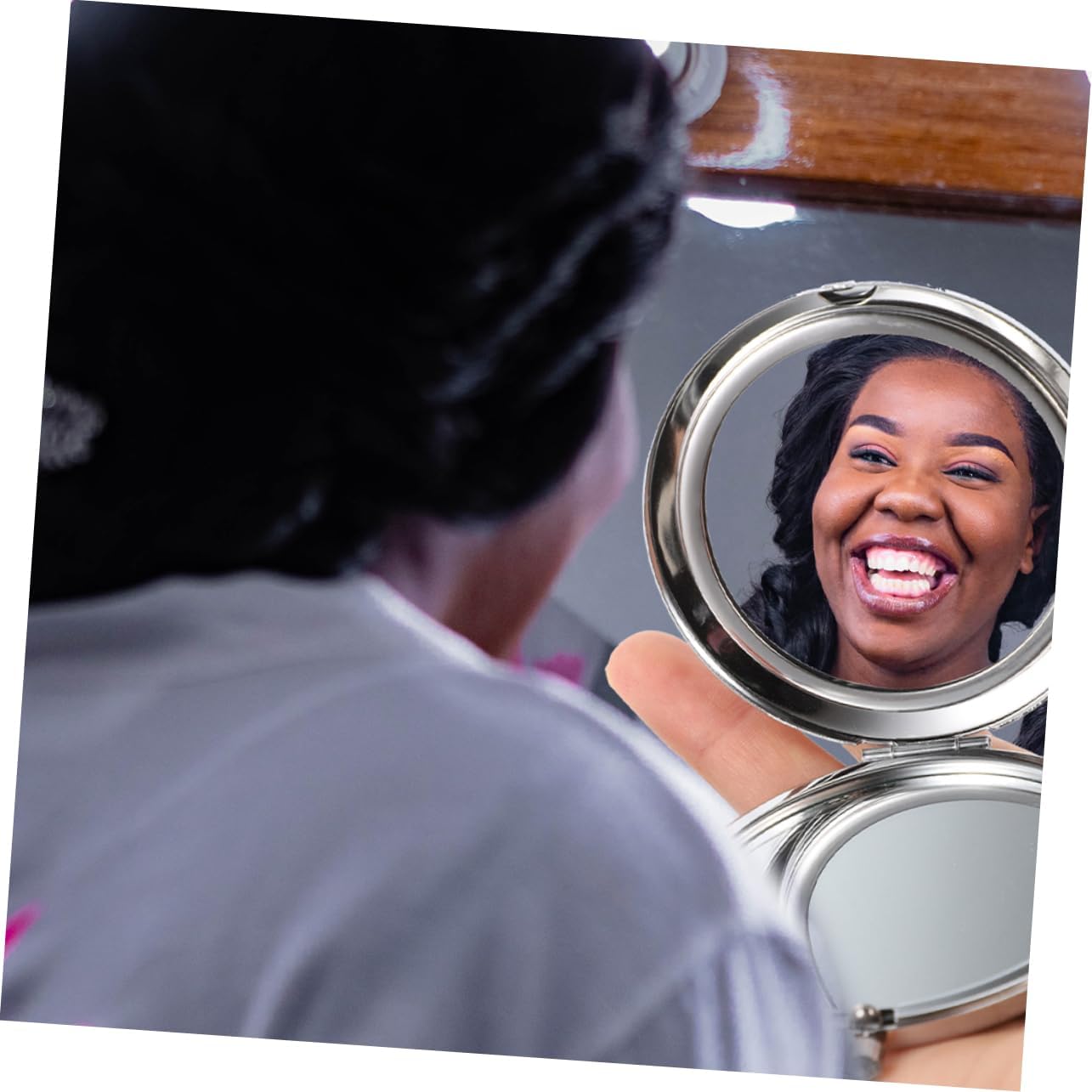 6Pcs Rhinestone Pocket Mirror Magnification Double Sided Makeup Mirror Compact Mirror for Purse for Travel and Daily Use for Brides and Special