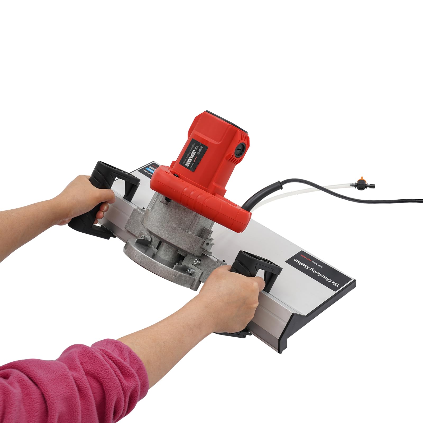 Cortador de azulejos de 1200 W, sierra eléctrica para azulejos con ángulo de chaflán de 43°, cortador húmedo para azulejos con bomba de agua, 13000 rpm para bordes precisos