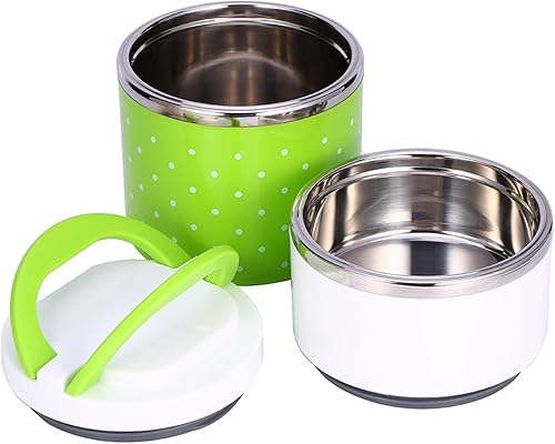 Miniatura 7 de Aramox Caja de almuerzo térmica térmica de aislamiento de acero inoxidable de 2 capas Contenedor de comida Caja de almuerzo de compartimento