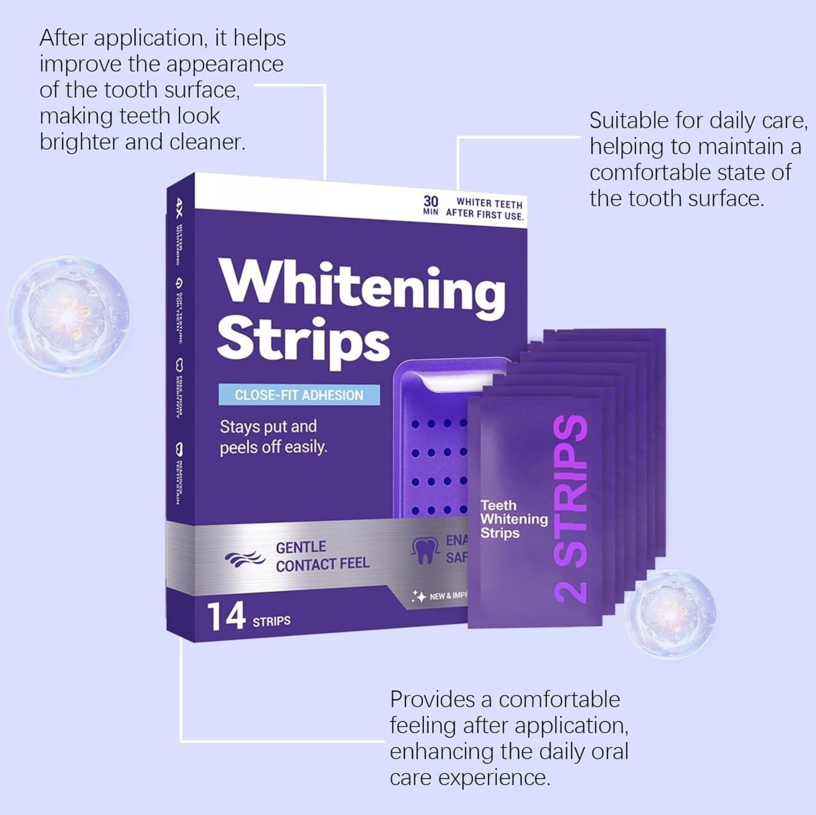 Strisce Di Sbiancamento Dentistico, Strisce Di Sbiancamento Denti Violette, Whitening Strips Professionale, Effettivo Sbiancamento Dentistico, Sicuro Per Lo Smaltato, Smaltire Macchie Caffè/Tè