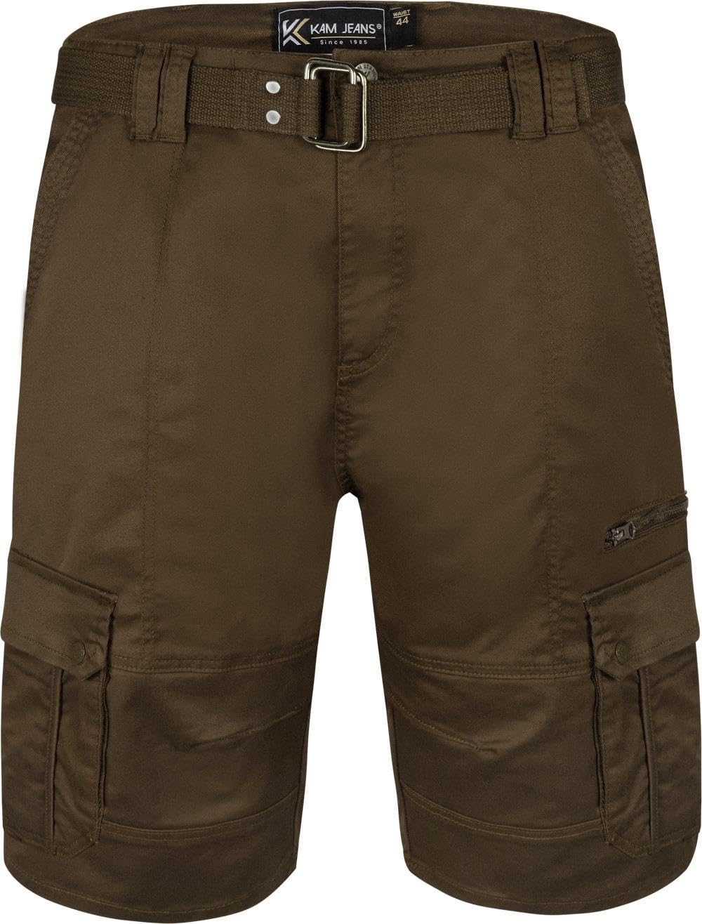 Kam Mens Plus Size KBS343 Belted Cargo Stretch Shorts 48 Khaki