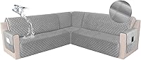 Vista 46 de HDCAXKJ Funda impermeable para sofá modular esquinero, de terciopelo en forma de L, para mascotas y perros, suave, resistente, en forma de U, juego