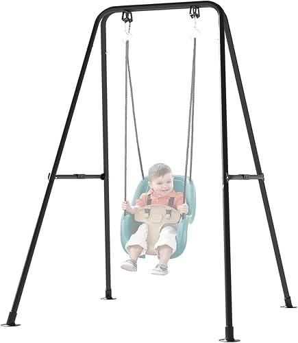 Soporte de columpio plegable para niños, marco de metal resistente para niños, adecuado para uso en interiores y exteriores... (M)