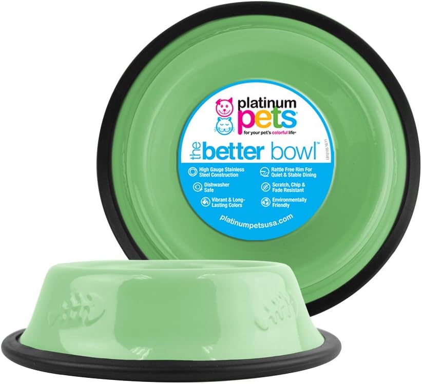 Platinum Pets NonTip Stainless Steel Cat Bowl, 6 Oz, Mint