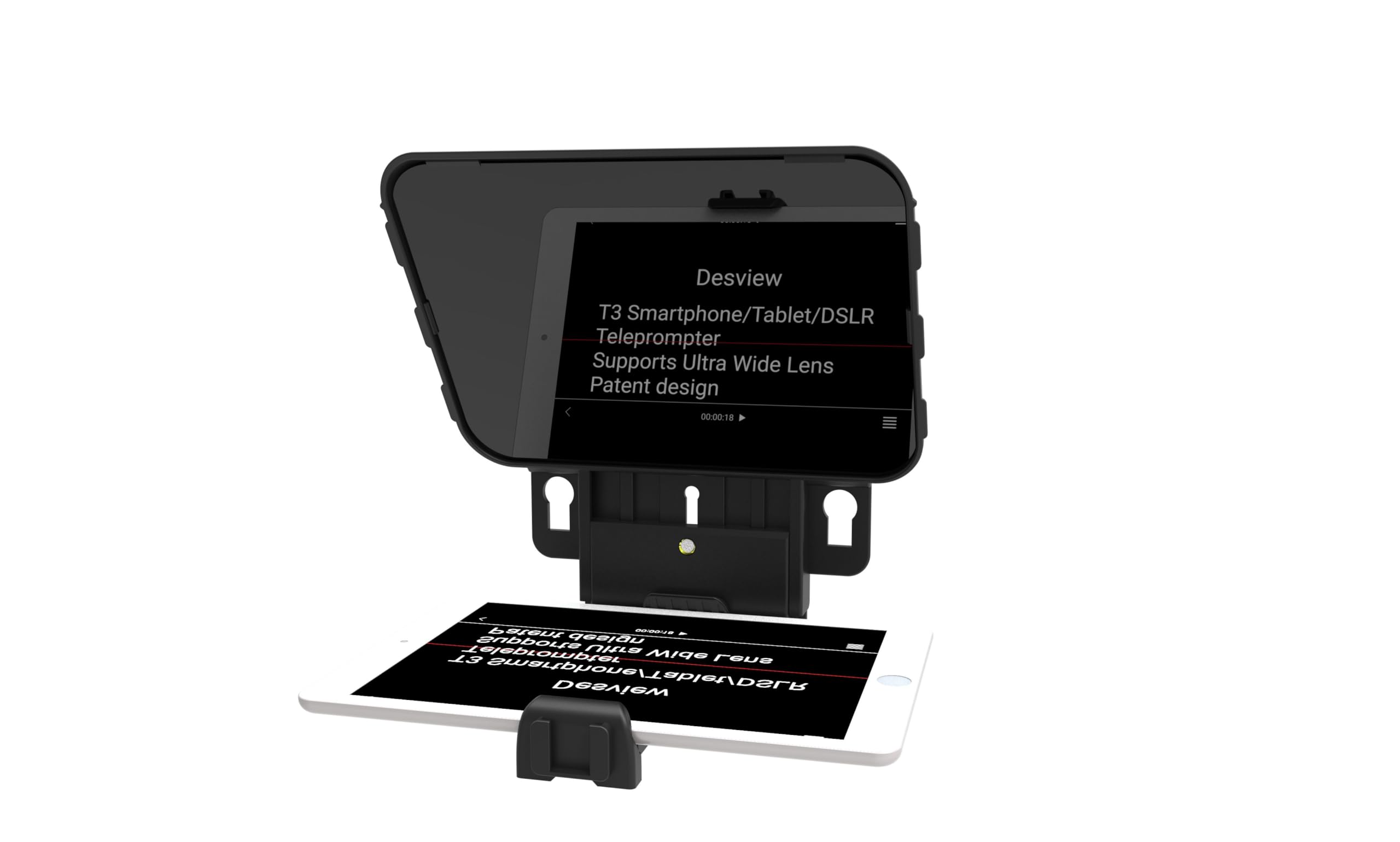 Desview - T3 - Teleprompter für Smartphone, Tablet oder DSLR-Kamera bis zu 8“ - mit Fernbedienung - HD-Displayglas - Videoaufzeichnung - Autocue - Live Streaming