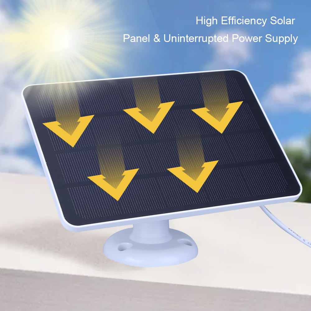 Panneau de charge solaire étanche 4 W 5 V Support réglable à 360° avec câble de charge de 2,9 m pour sonnette vidéo Ring 4/3/2