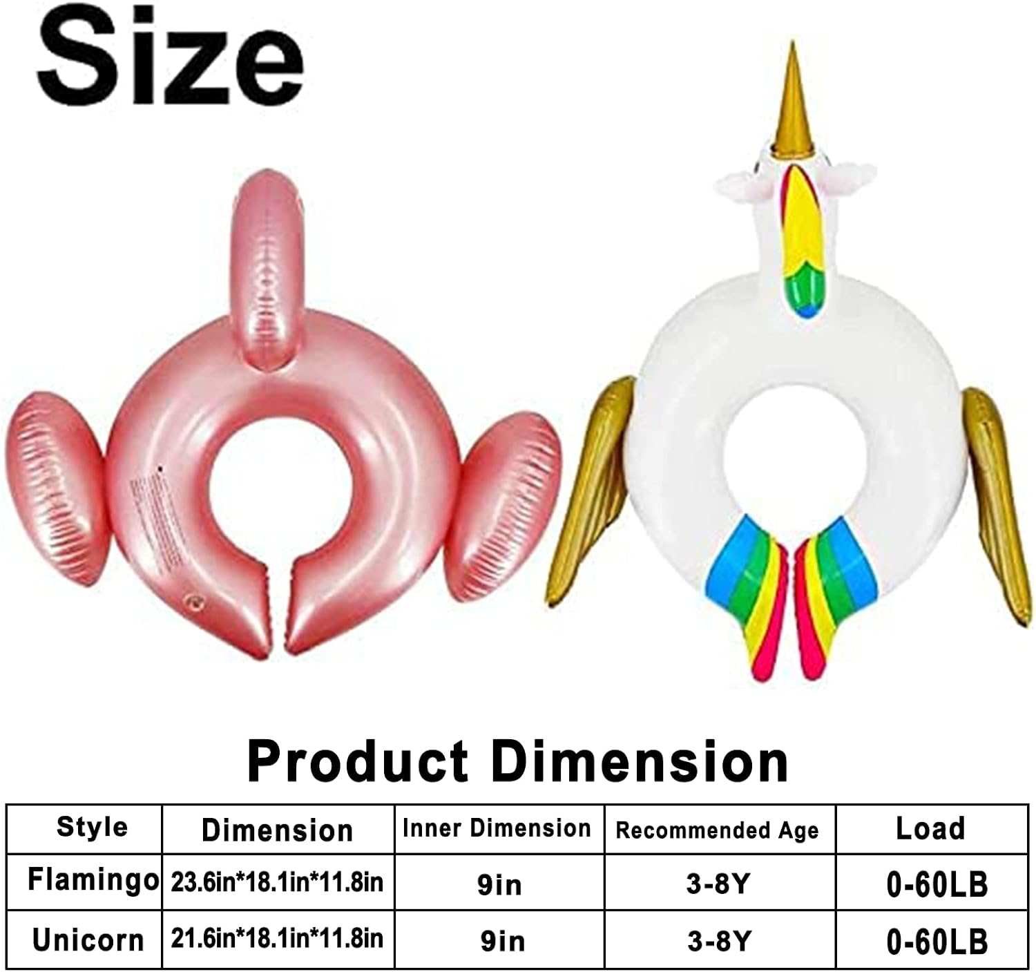 iGeeKid Unicorn&Flamingo Pool Float (2 Pack), Inflatable Swim Rings Beach Floaties for 3-8 Years Old Kids Toddlers Girls Boys Summer Beach Pool Decorations Party Supplies : Toys & Games